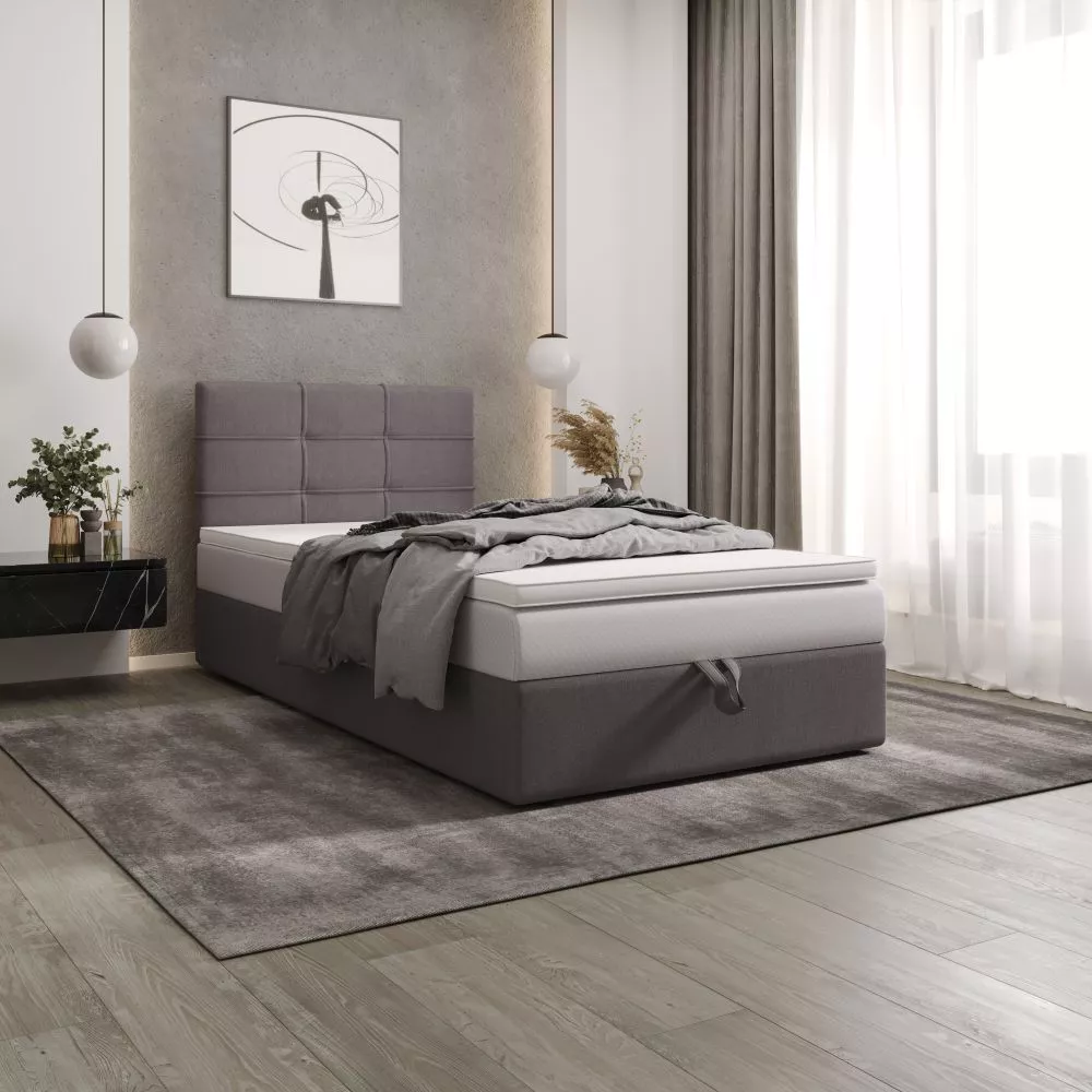 Gulta Duo 1 P Boxspring Standard Guļamvietas platums: 80 cm, Guļamvietas garums: 200 cm, · Pelēks · 80 × 205 × 102 cm