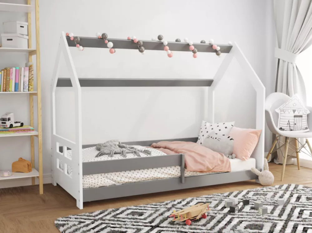 Bērnu gulta Domek D5-D ar stelāžu Guļamvietas platums: 80 cm, Guļamvietas garums: 160 cm, · 87 × 164 × 124 cm