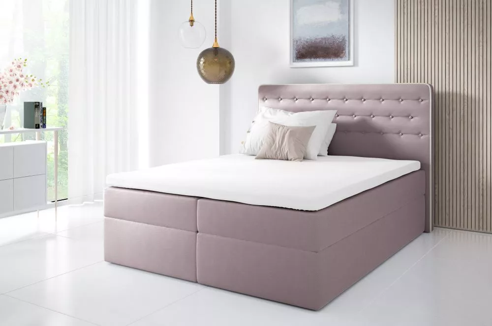 Gulta Malmo Boxspring Premium Standard Guļamvietas platums: 140 cm, Guļamvietas garums: 200 cm, · Kapučino · 142 × 208 ×