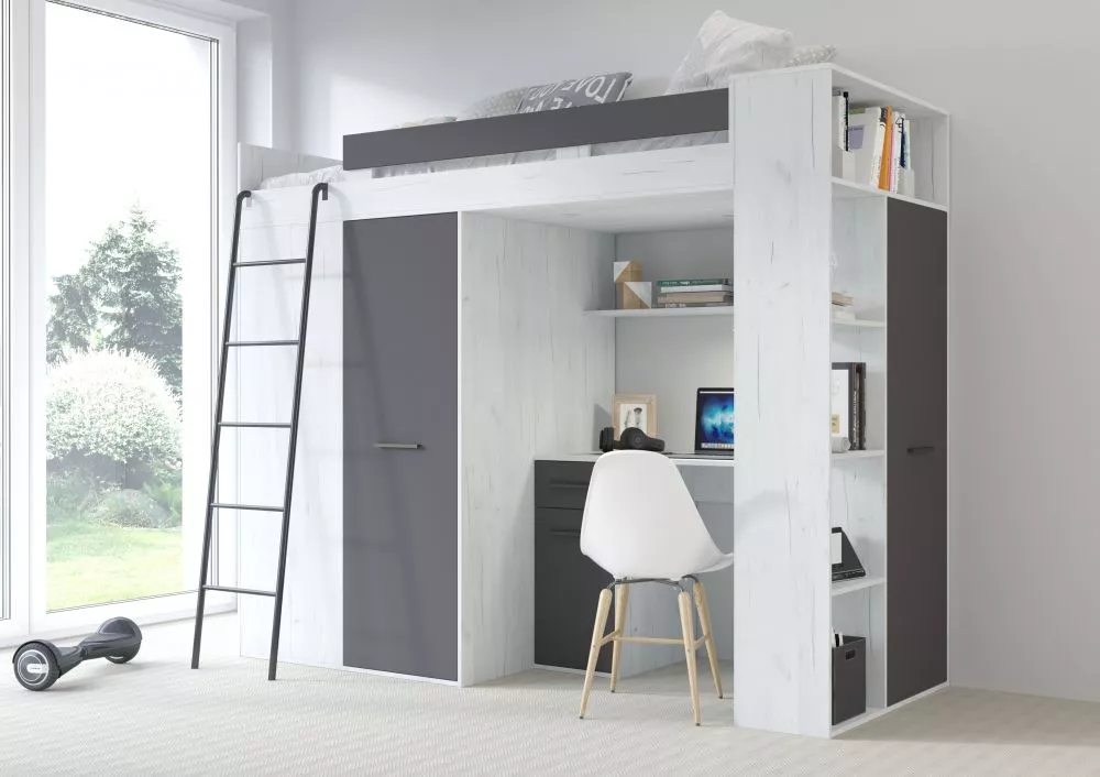 Divstāvu gulta Verana L ar stelāžu Guļamvietas platums: 90 cm, Guļamvietas garums: 200 cm, · 120 × 236 × 190 cm