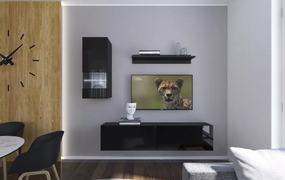 Sekcija Next 272 ar LED · Melns · 193 × 35 × 188 cm