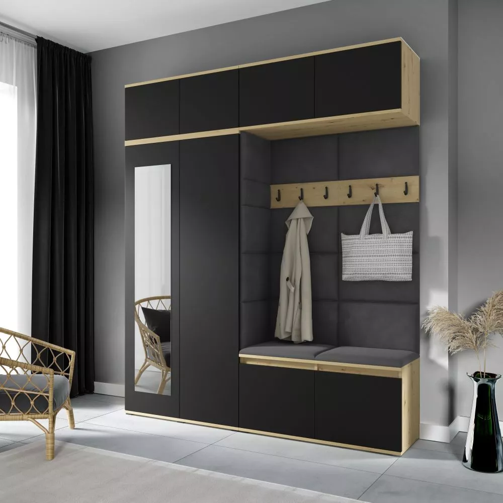 Apavu plaukts Emi 16 Trinity Korpusa krāsa: ozols artisan + melns, · 190 × 225 × 40 cm