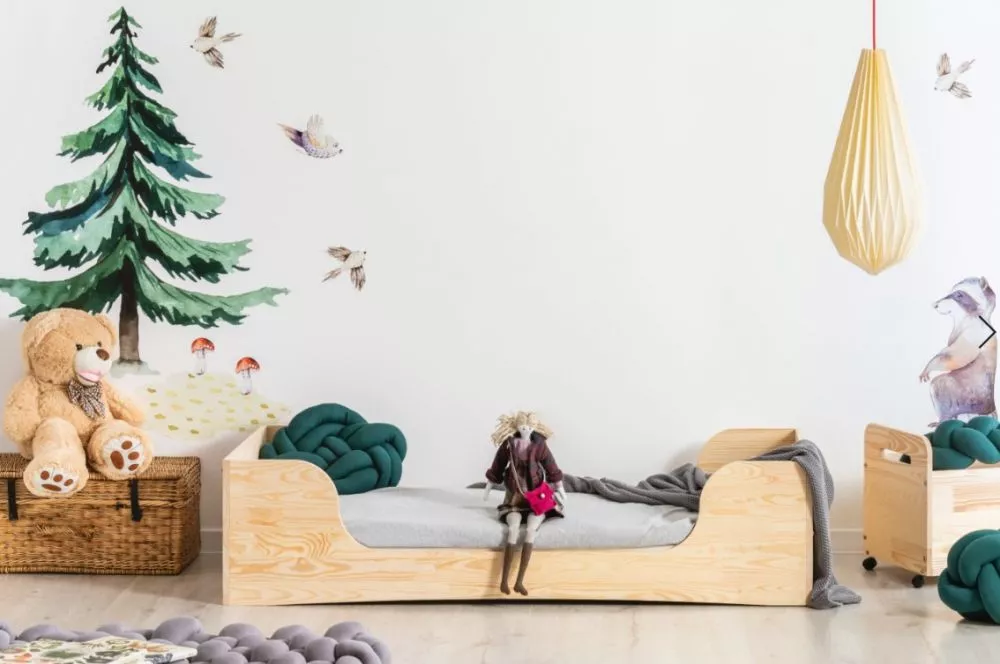 Bērnu gulta Pepe 6 ar stelāžu Guļamvietas platums: 90 cm, Guļamvietas garums: 200 cm, · Priede · 94 × 204 × 40 cm