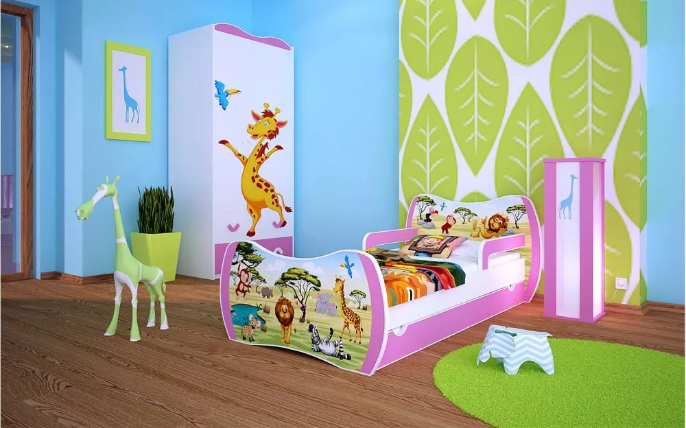 Bērnu gulta Dream L02 140x70 DM33 ar stelāžu Guļamvietas platums: 70 cm, Guļamvietas garums: 140 cm, · 94 × 144 × 71 cm