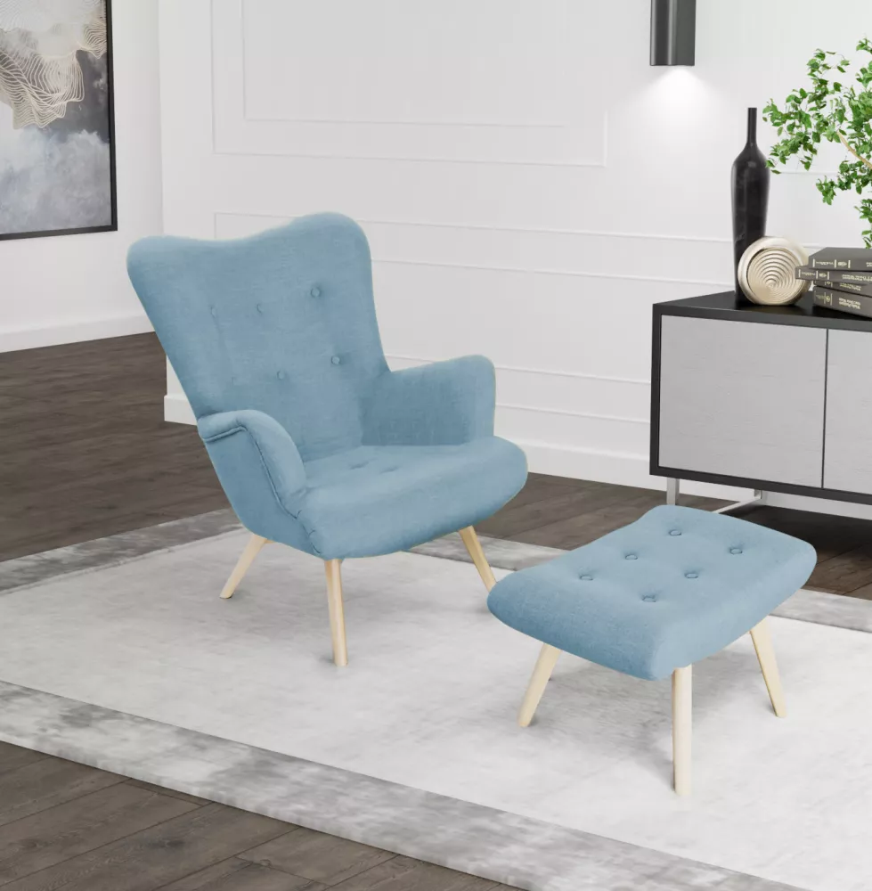 Mīksts krēsls Teddy 1S+P standard · Gaiši zils · 79 × 75 × 99 cm