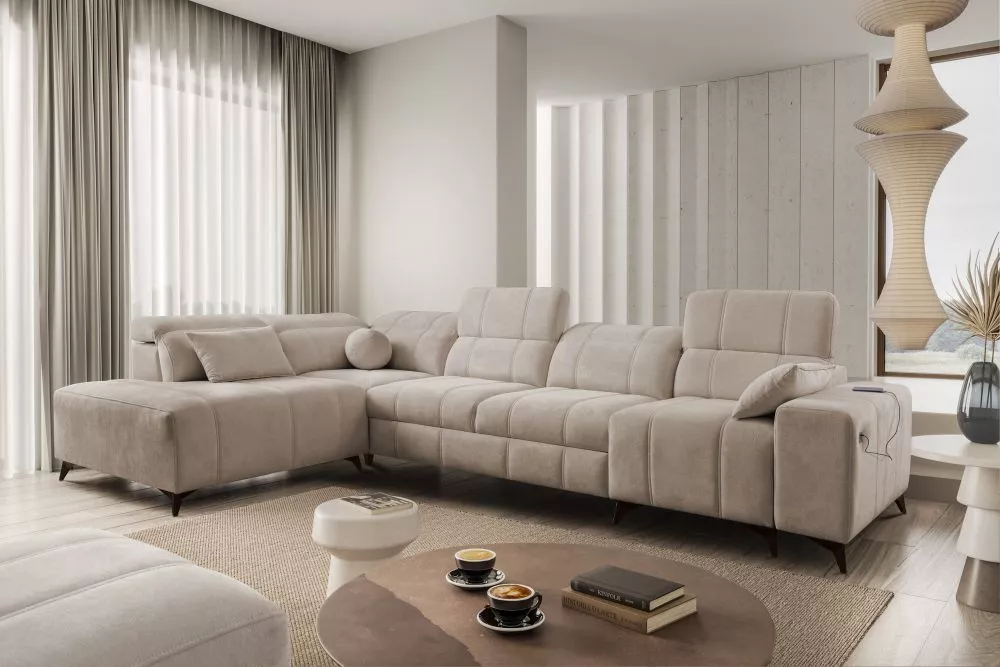 Dīvāns Dafne 11 Spring Standard · Kapučino · 216 × 345 × 77 cm