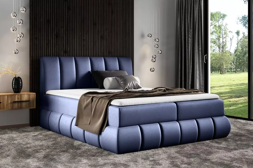 Gulta Venezia Boxspring Premium Standard Guļamvietas platums: 160 cm, Guļamvietas garums: 200 cm, · Tumši zils · 164 × 2