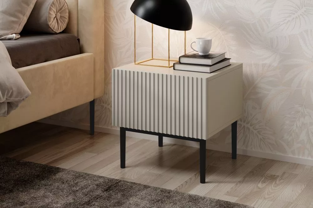 Naktsgaldiņš Nicole SN 46 1SZ Black Set · Gaiši bēšs · 46 × 45 × 45 cm