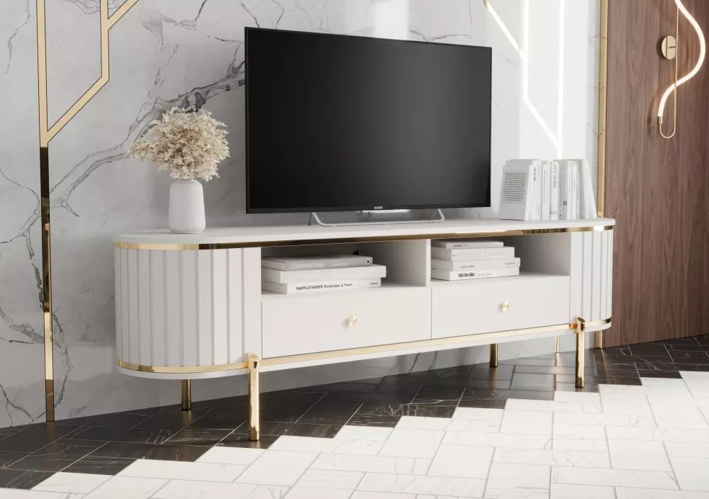 TV tumba New York RTV · Balts · 181 × 40 × 50.5 cm