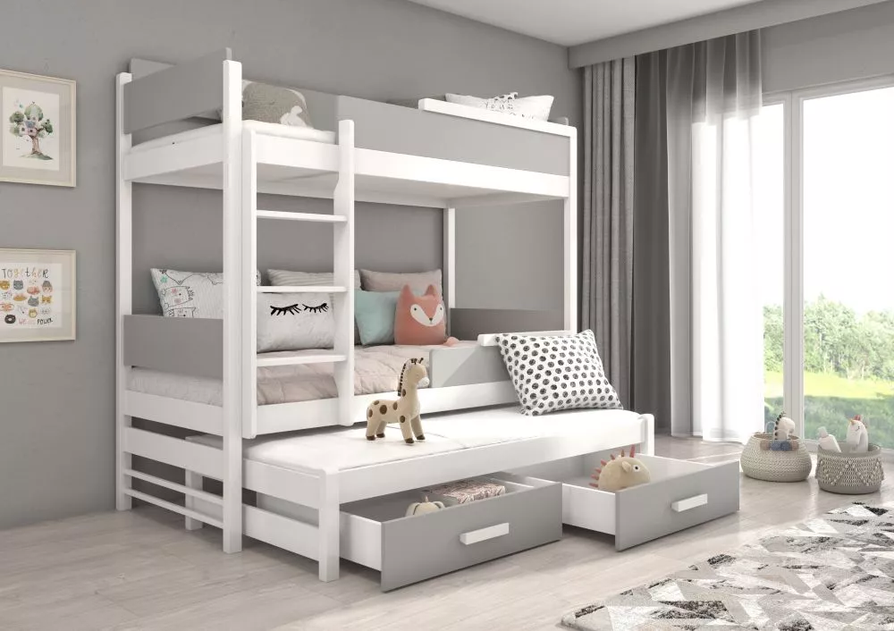 Bērnu gulta Queen White ar stelāžam Guļamvietas platums: 80 cm, Guļamvietas garums: 180 cm, · 87 × 190 × 183 cm