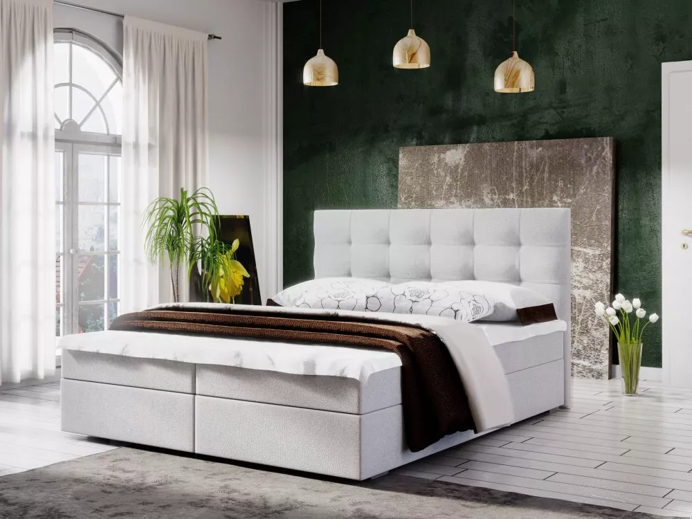 Gulta Fado 2 Boxspring Standard Guļamvietas platums: 140 cm, Guļamvietas garums: 200 cm, · Bēšs · 145 × 208 × 106 cm