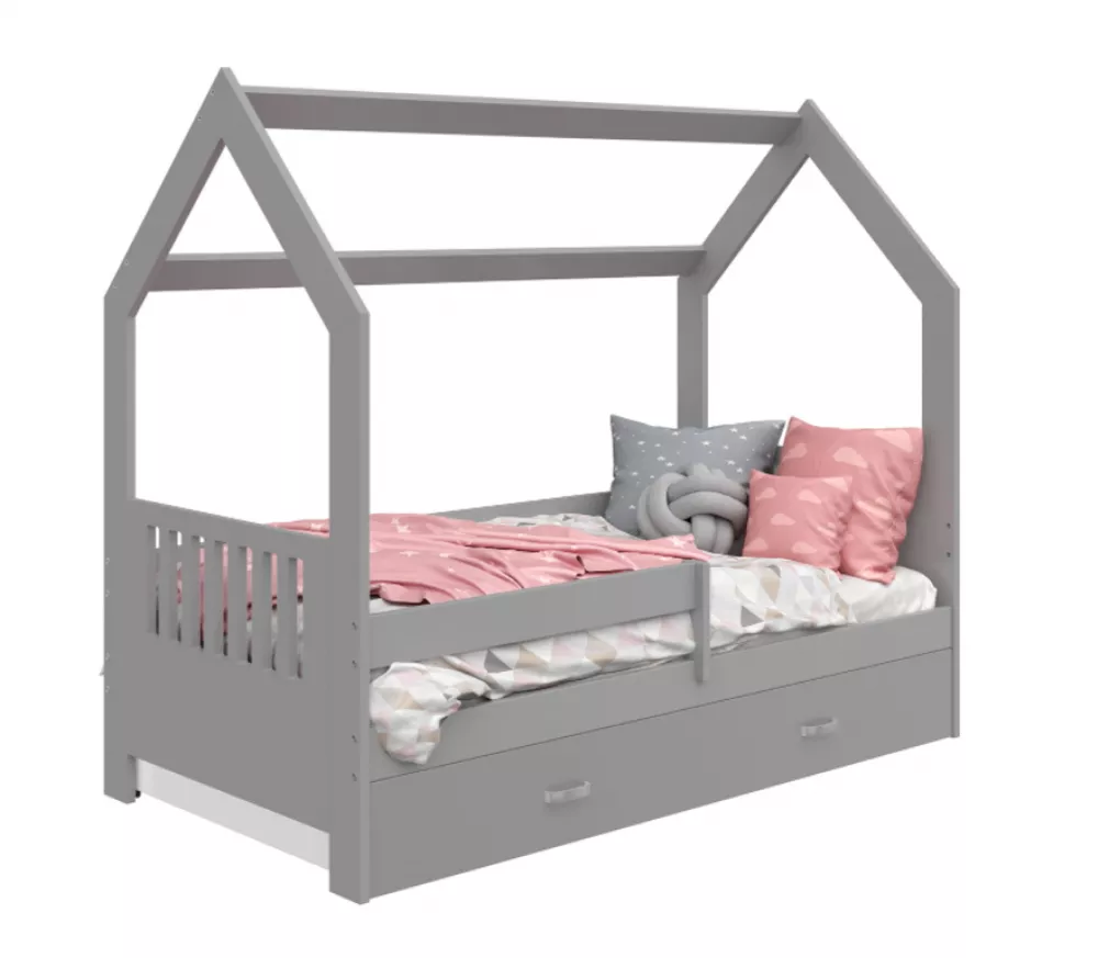 Bērnu gulta Domek D3-E ar stelāžu Guļamvietas platums: 80 cm, Guļamvietas garums: 160 cm, · 87 × 164 × 144 cm