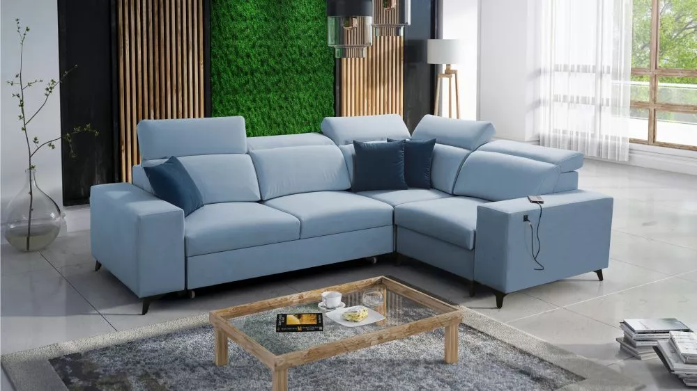 Dīvāns Bartone 2 Mix Standard · Gaiši zils · 203 × 283 × 83 cm