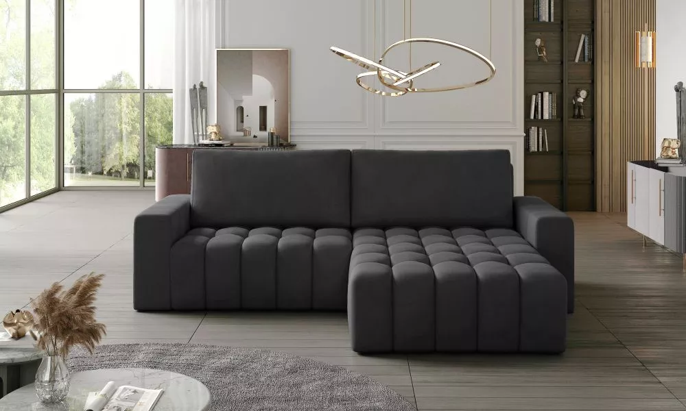 Dīvāns Bonett Lux Standard · Grafīts · 160 × 245 × 85 cm