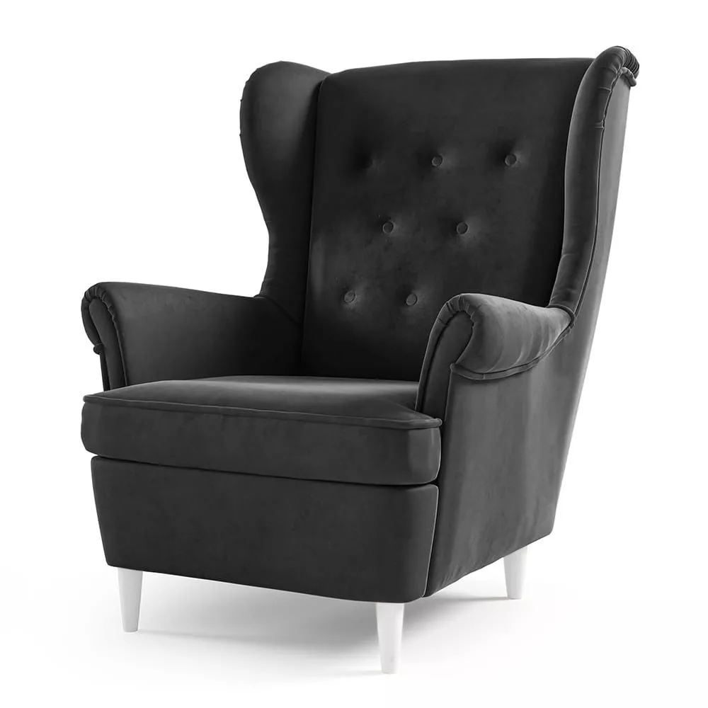 Mīksts krēsls Lino Uszak typ 190 Standard Sēdvietas dziļums: 55 cm, · Melns · 85 × 90 × 103 cm
