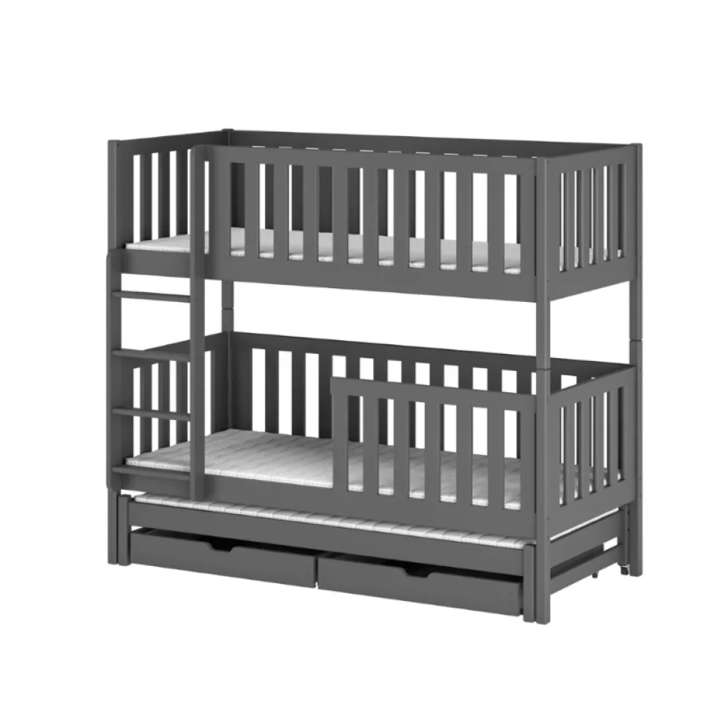 Bērnu gulta Lea ar stelāžam Guļamvietas platums: 90 cm, Guļamvietas garums: 190 cm, · Grafīts · 97 × 198 × 164 cm