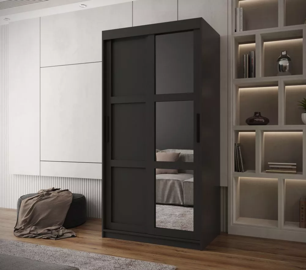 Skapis Miror 3 · Melns · 100 × 62 × 200 cm