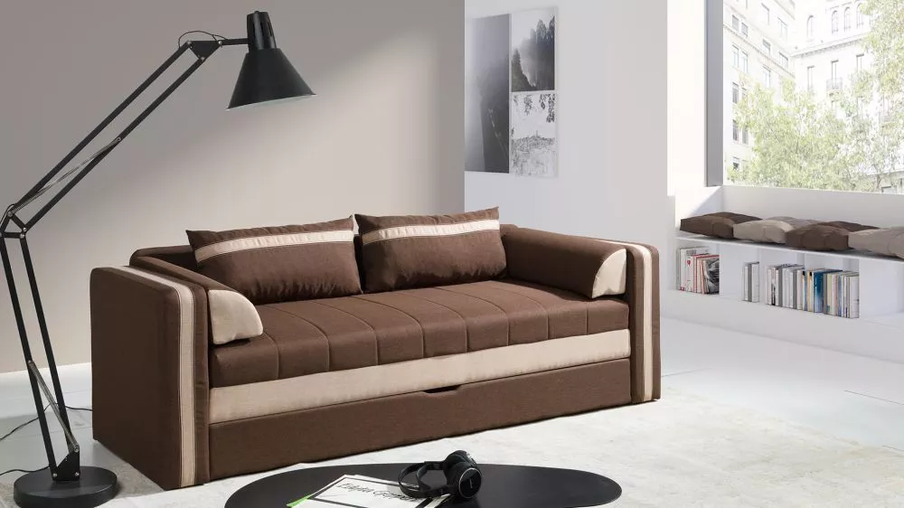 Dīvāns Euforia Sofa Standard · Tumši brūns + bēšs · 75 × 222 × 77 cm