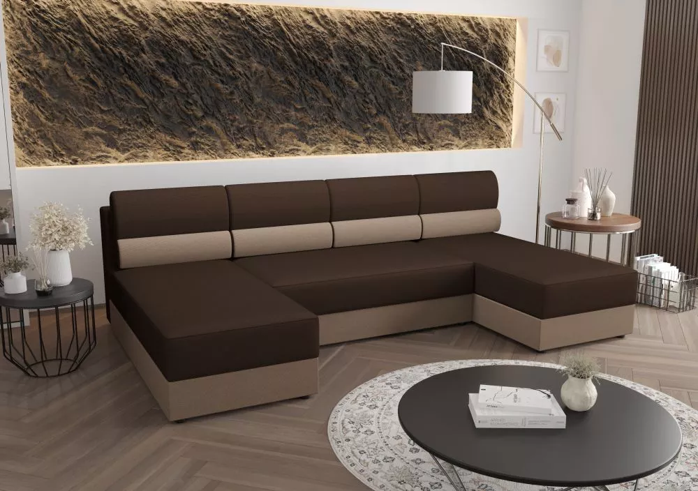Dīvāns Rebi U1 Standard · Brūns + bēšs · 140 × 271 × 88 cm