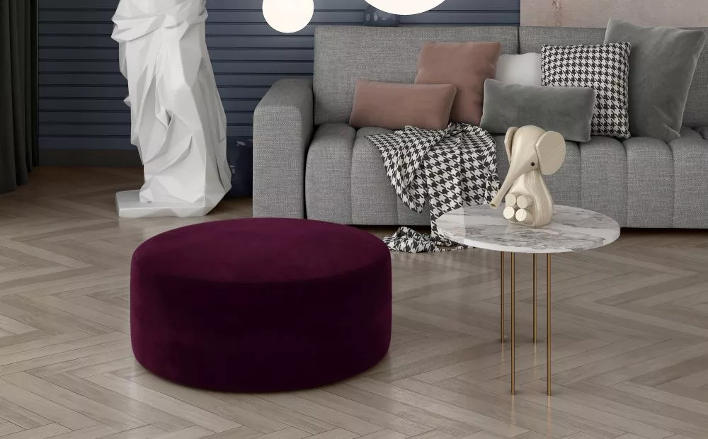 Pufs Bero Standard Auduma numurs: Mat Velvet 68, · Tumši rozā · 75 × 42 × 75 cm