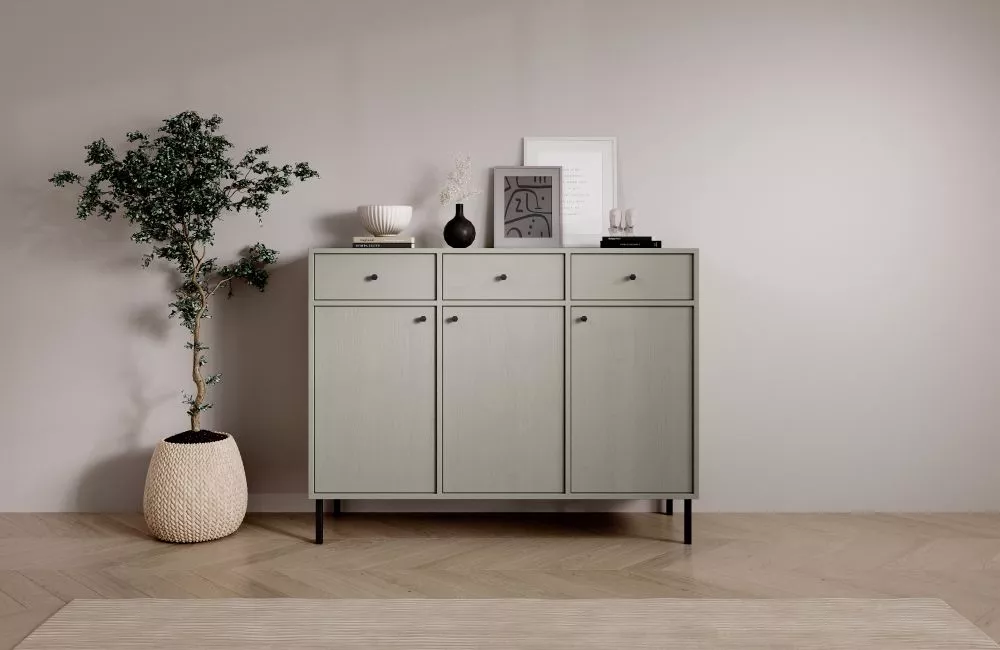 Kumode Tili K3D3S · Zaļi pelēks · 124.5 × 40.8 × 95 cm