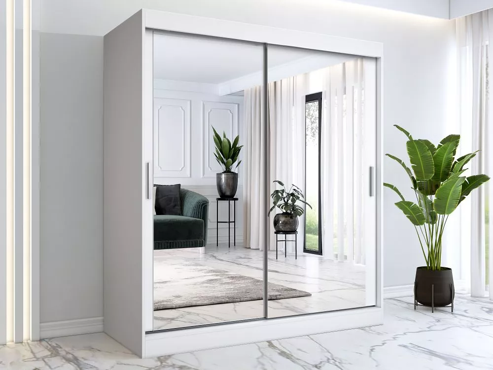 Skapis Karl Mirror · Balts · 180 × 60 × 200 cm