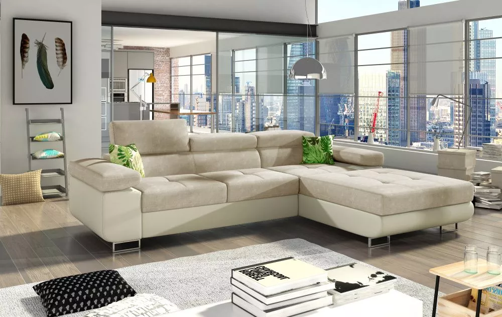 Dīvāns Armando Lux Standard · Gaiši bēšs + krēms · 205 × 280 × 90 cm