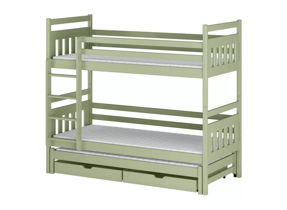 Bērnu gulta Seweryn ar stelāžām Guļamvietas platums: 90 cm, Guļamvietas garums: 200 cm, · Olīvu · 97 × 208 × 164 cm