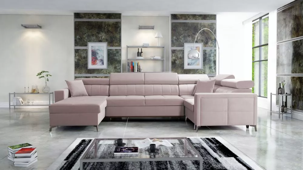 Dīvāns Side 5 Mini Standard · Gaiši rozā · 198 × 332 × 83 cm