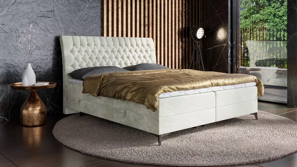 Gulta Molly Boxspring Standard Guļamvietas platums: 160 cm, Guļamvietas garums: 200 cm, · Balts · 160 × 215 × 125 cm