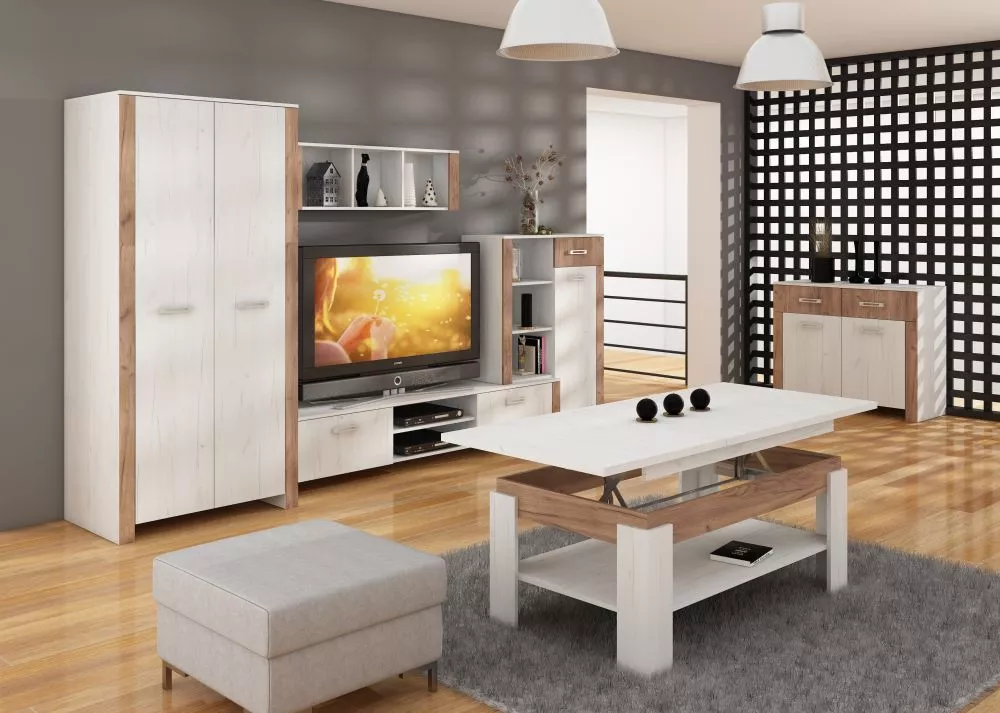 Kumode Hugo hug 03 · Tobaco ozols + balts ozols · 100 × 42 × 82 cm