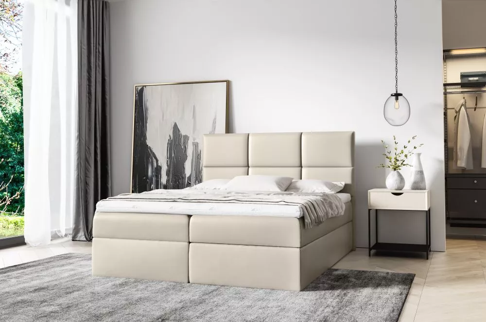 Gulta Imbir Boxspring Standard Guļamvietas platums: 180 cm, Guļamvietas garums: 200 cm, · Gaišais krēms · 184 × 208 × 10