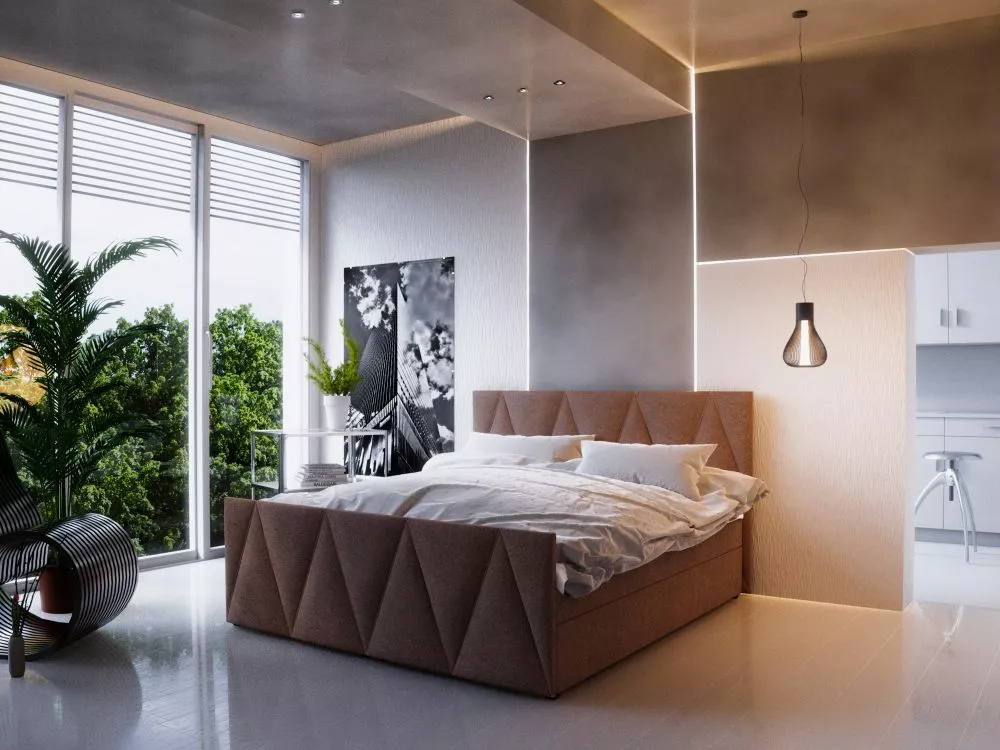 Gulta Milano 3 Boxspring Standard Guļamvietas platums: 180 cm, Guļamvietas garums: 200 cm, · Brūns · 185 × 216 × 106 cm