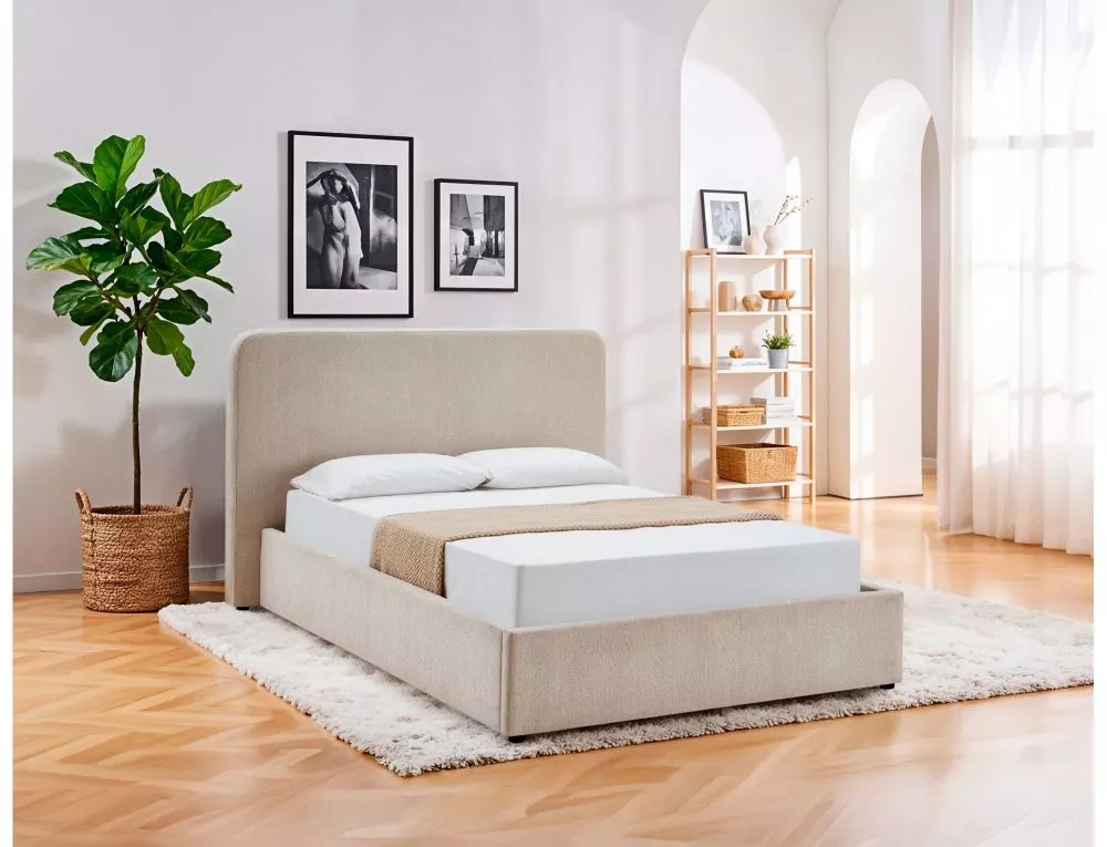 Gulta Lumia ar stelāžu Guļamvietas platums: 160 cm, Guļamvietas garums: 200 cm, · Gaiši bēšs · 195 × 219 × 112 cm