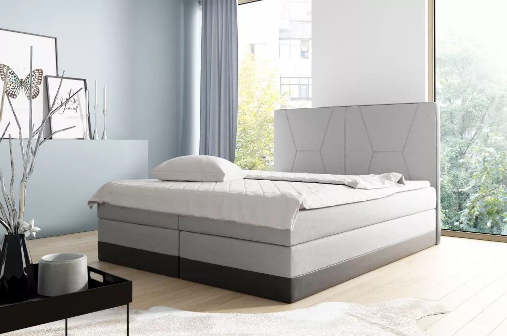 Gulta Enzo Boxspring Premium Standard Guļamvietas platums: 180 cm, Korpusa krāsa: gaiši pelēks, Guļamvietas garums: 200 