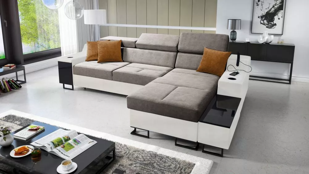 Dīvāns Alicante 1 Maxi Whisper Eco Standard · Brūns + balts · 185 × 293 × 81 cm