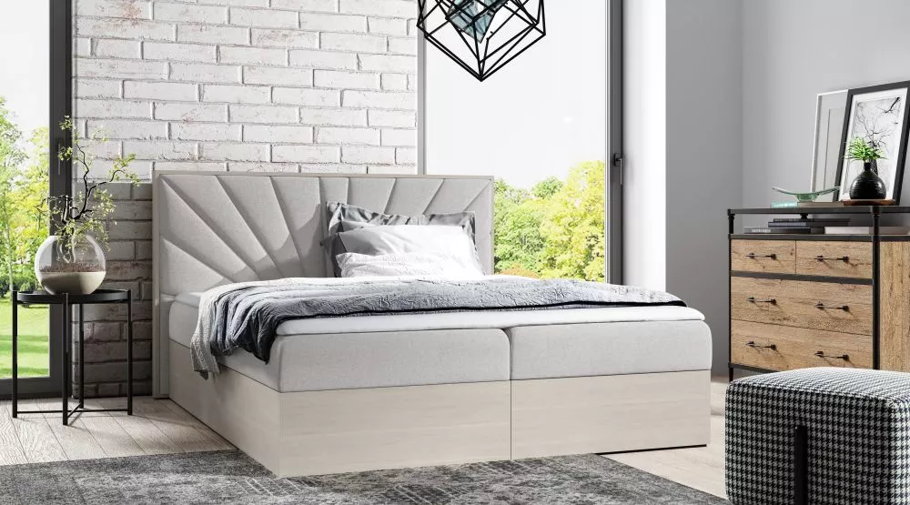 Gulta Wood-7 160x200 Boxspring Standard Guļamvietas platums: 160 cm, Korpusa krāsa: ziemeļu tīkkoks, Guļamvietas garums: