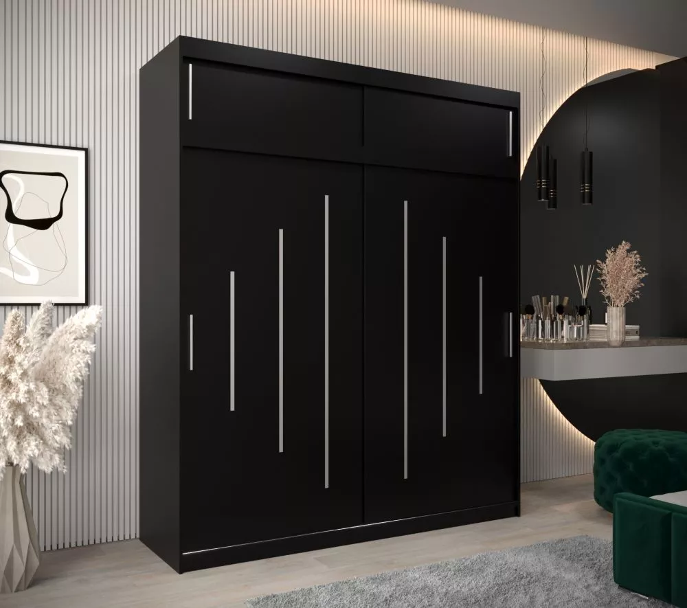 Skapis York Premium · Melns · 200 × 62 × 240 cm