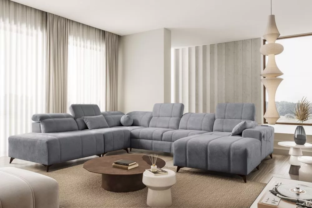 Dīvāns Dafne 10 Spring Standard · Tumši pelēks · 286 × 345 × 77 cm