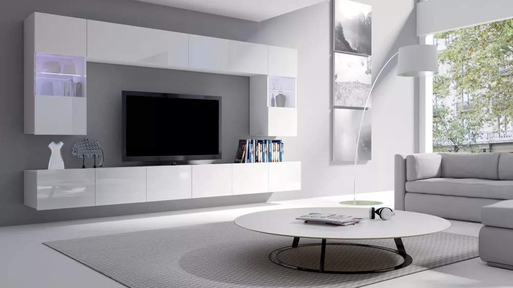 Sekcija Calabrini 1 ar LED · Balts · 300 × 43 cm