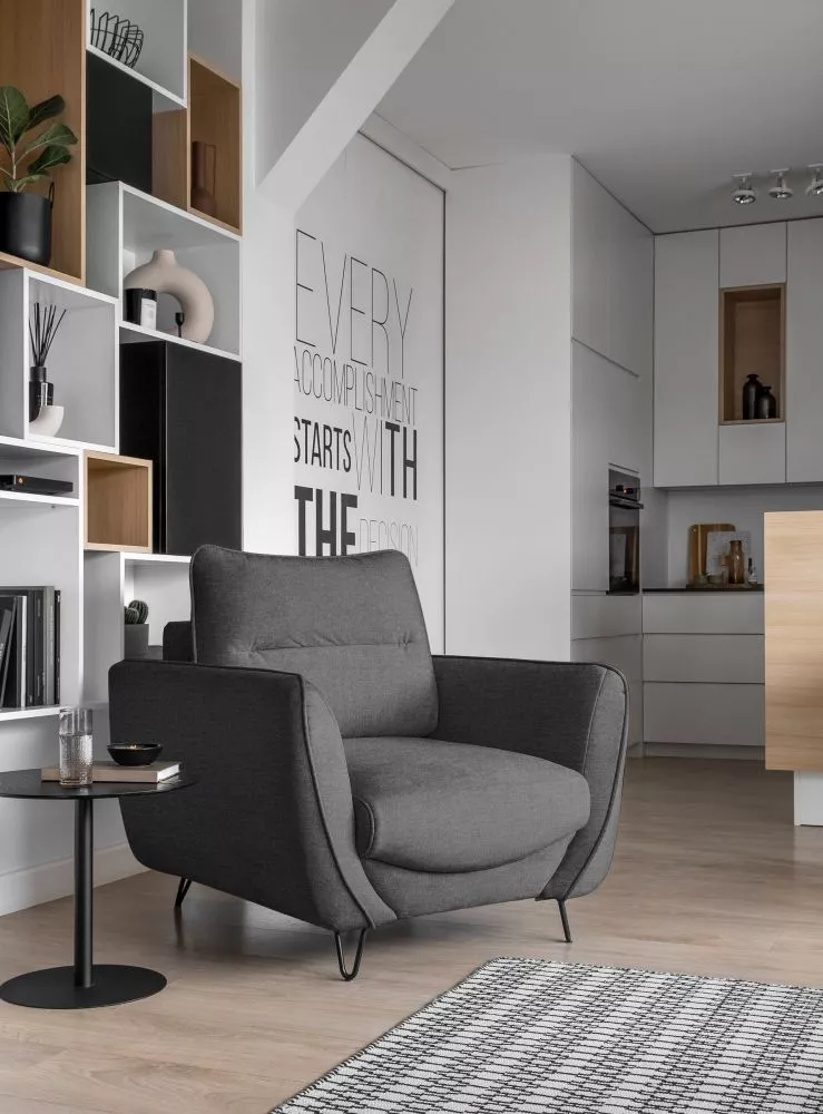 Mīksts krēsls Silva 1S Premium Standard Sēdvietas dziļums: 60 cm, · Tumši pelēks · 93 × 95 × 82 cm