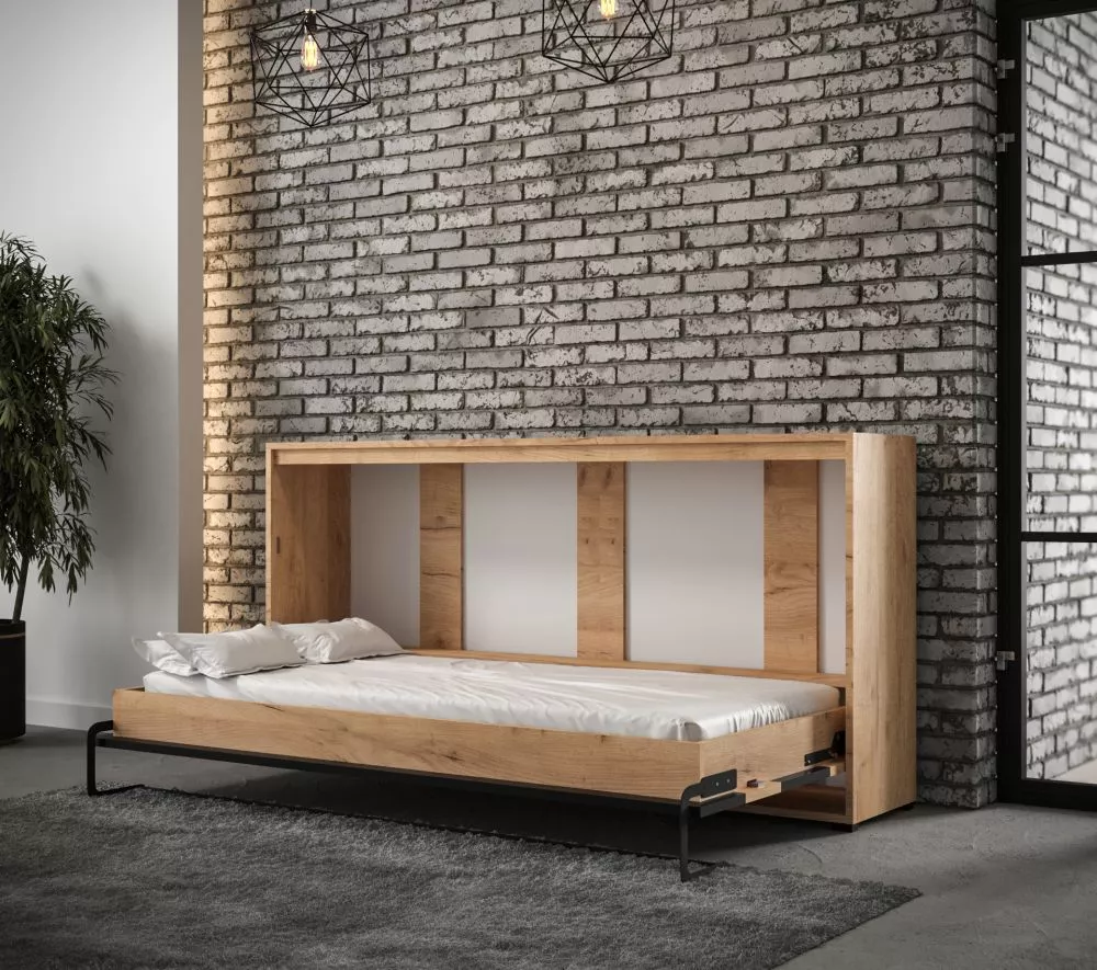 Gulta Case Loft H ar stelāžu Guļamvietas platums: 90 cm, Korpusa krāsa: ozols kraft zelts, Guļamvietas garums: 200 cm, ·