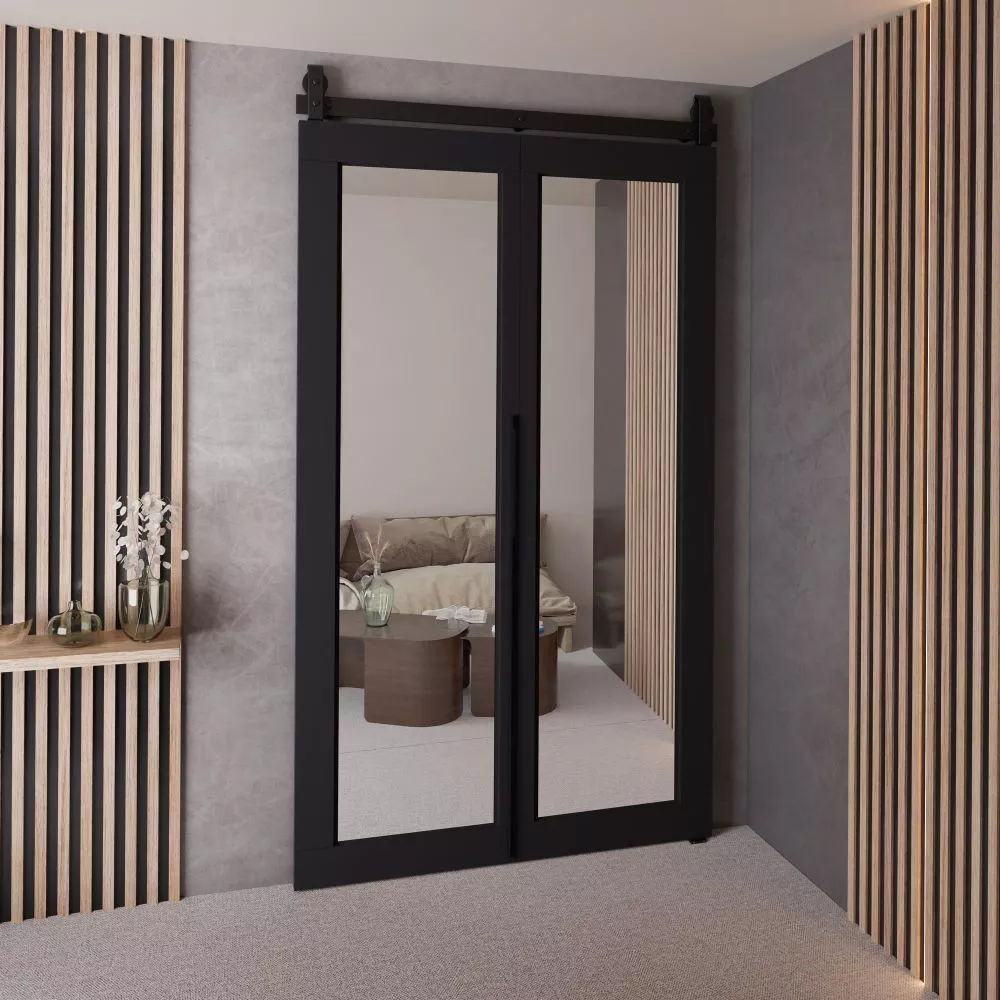 Bīdāmās durvis Qudio Loft-7 · Melna · 106 × 205 cm
