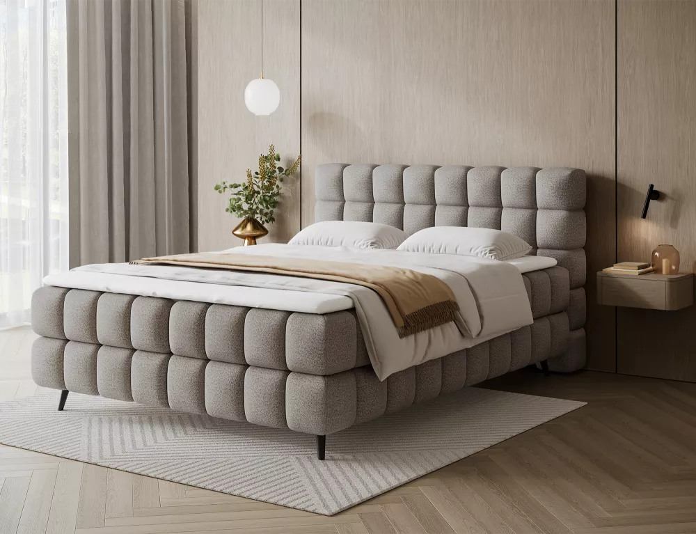 Gulta Sabeno Boxspring Standard Guļamvietas platums: 180 cm, Guļamvietas garums: 200 cm, · Tumši bēšs · 180 × 222 × 111 