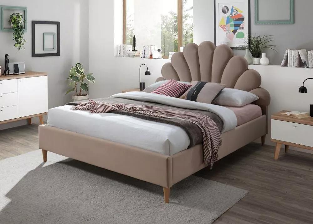 Gulta Santana Velvet 160x200 ar stelāžu Guļamvietas platums: 160 cm, Guļamvietas garums: 200 cm, stelāžas tips: koka, · 