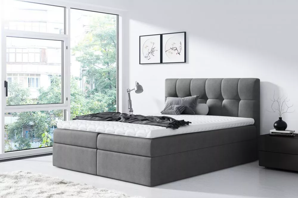 Gulta Rico Boxspring Premium Standard Guļamvietas platums: 140 cm, Guļamvietas garums: 200 cm, · Tumši pelēks · 144 × 20