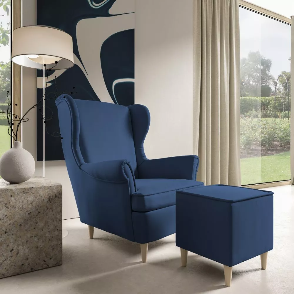 Mīksts krēsls Maya 194 1S+P Standard Sēdvietas dziļums: 55 cm, · Zils · 85 × 90 × 103 cm