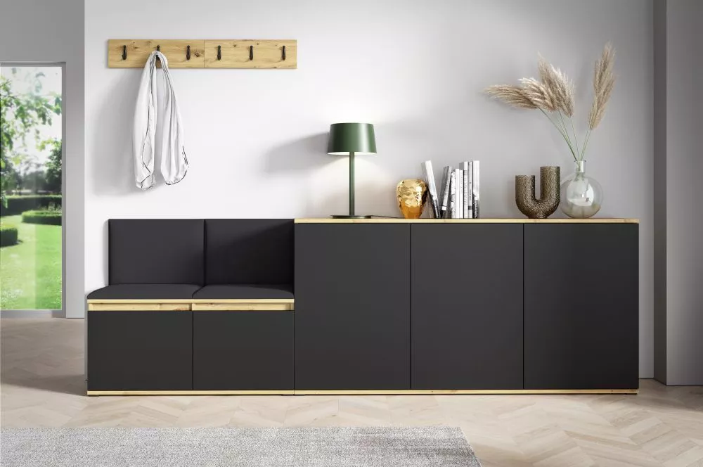 Apavu plaukts Emi 35 Trinity Korpusa krāsa: ozols artisan + melns, · 250 × 88 × 40 cm