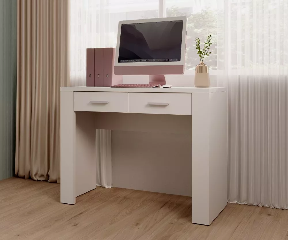 Kosmētikas galds Cesiro 2SZ · Balts · 100 × 76 × 43 cm