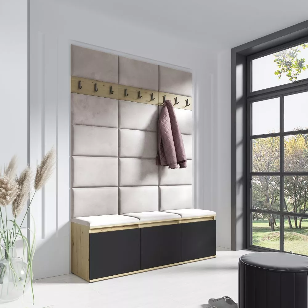 Apavu plaukts Emi 6 Trinity Korpusa krāsa: ozols artisan + melns, · 150 × 214.5 × 40 cm